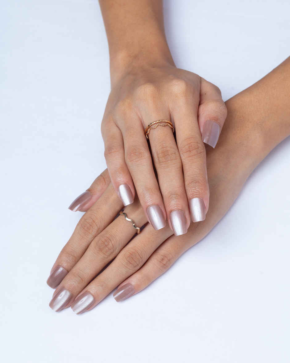 Pep Nails Bruna Medium Coffin Brown Cat Eye Reusable Press On Nails | 30 Nail Tips