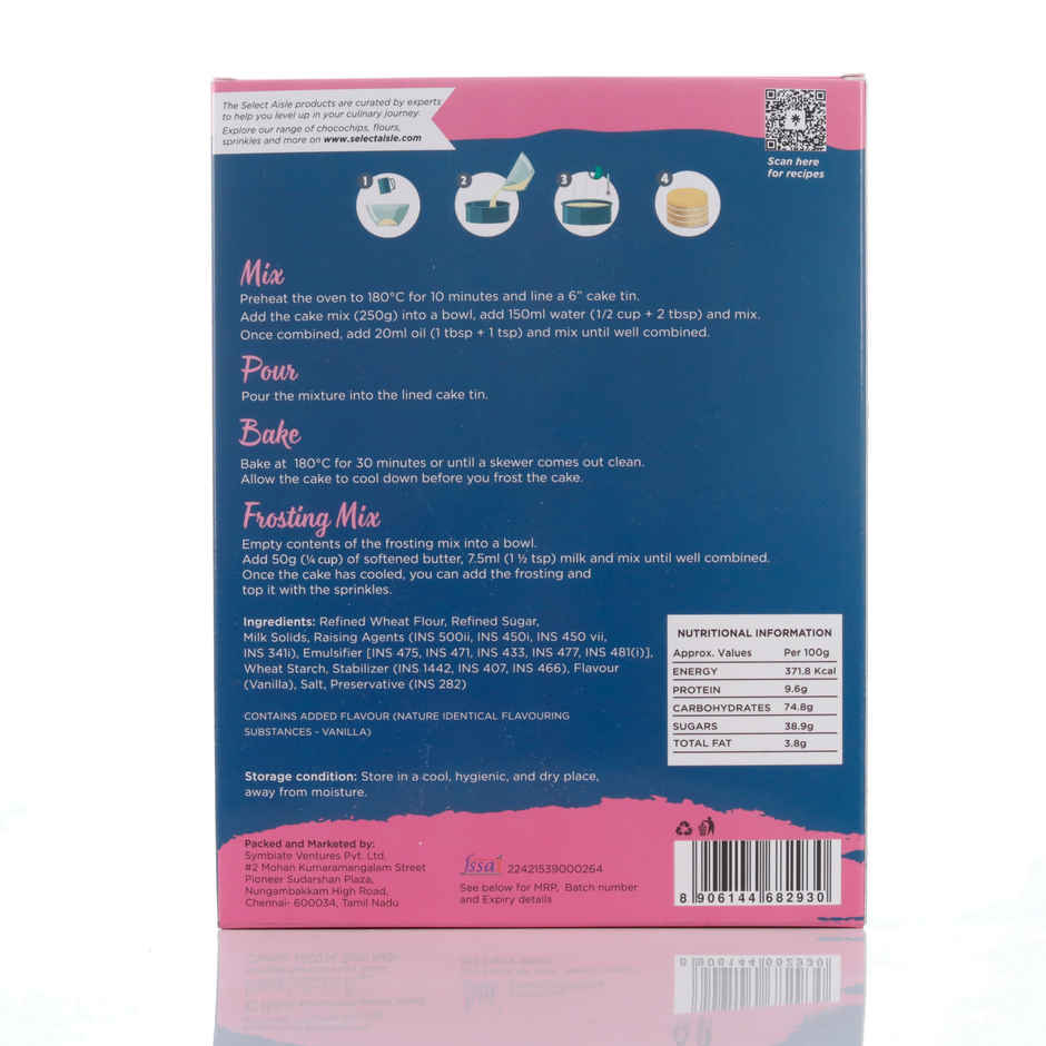 The Select Aisle Eggless Vanilla Cake Mix - Frosting mix and Sprinkles Included