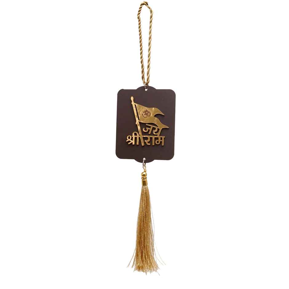 Divine Vibes Jai Shree Ram Wooden Car Hanging Decorative