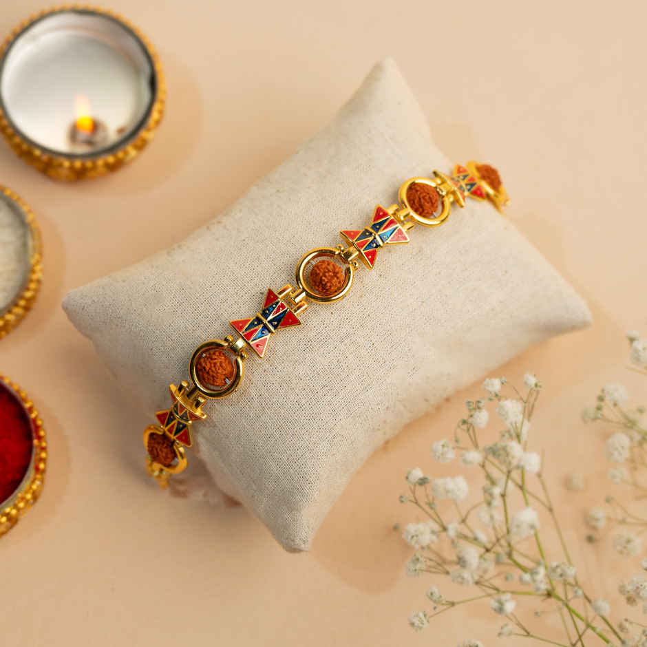 Traditional Rudraksha Bracelet Rakhi for Brother | Pack of 1 | Tomuncle