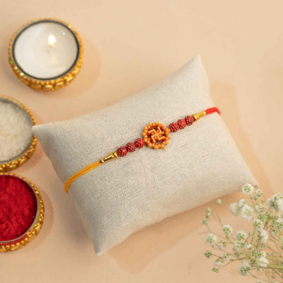 Bandhan Handmade Swastik Mauli Classic Traditional Rakhi for Brother | Religious | Pack of 1 | Bandhan