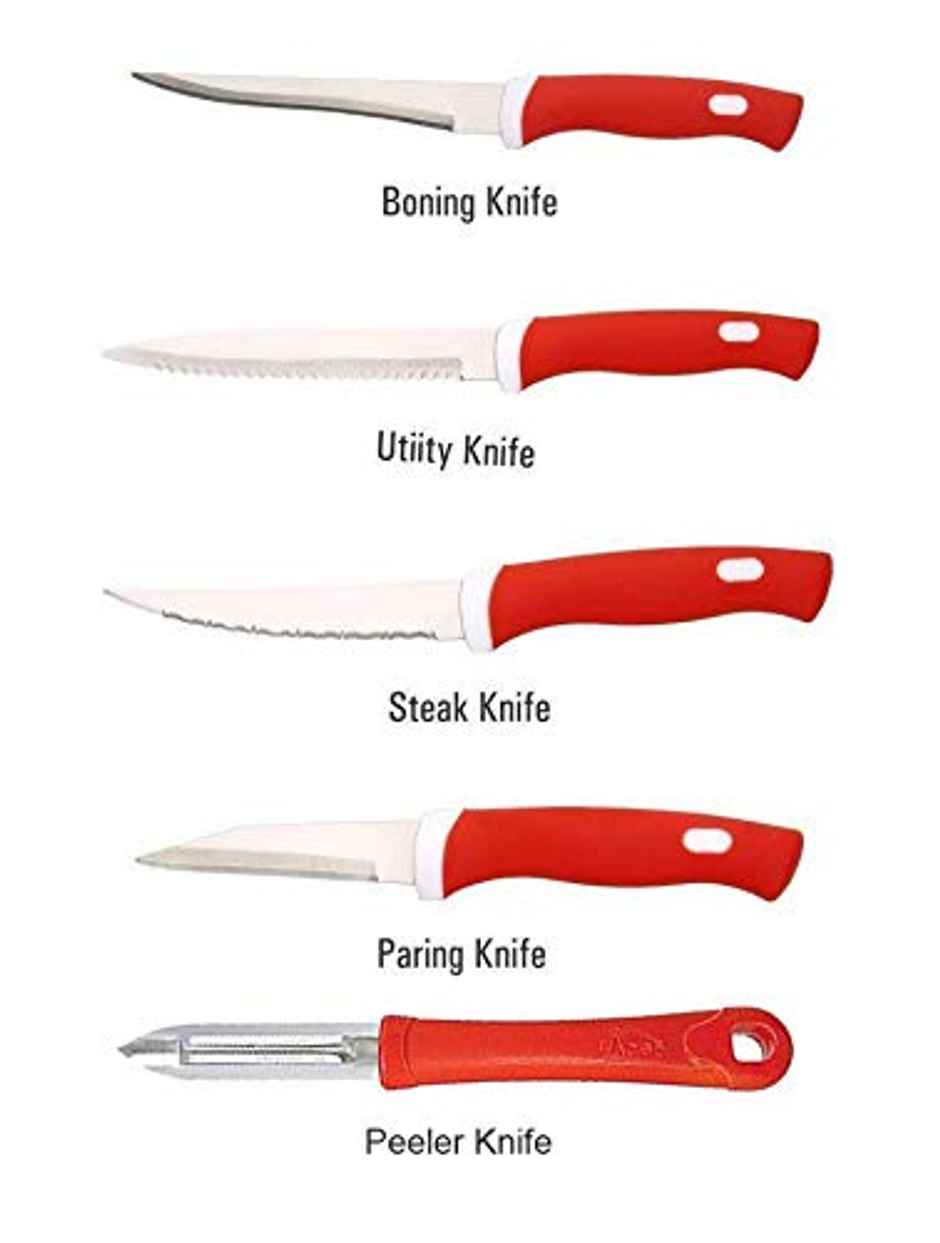 Kuber Industries 6 Pieces Wooden Stand High-Carbon Stainless Steel Kitchen Knife Set