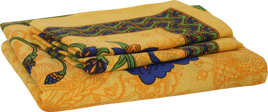 Metro Living 104 Tc Cotton Double Printed Flat Bedsheet | Pack Of 1, Yellow)