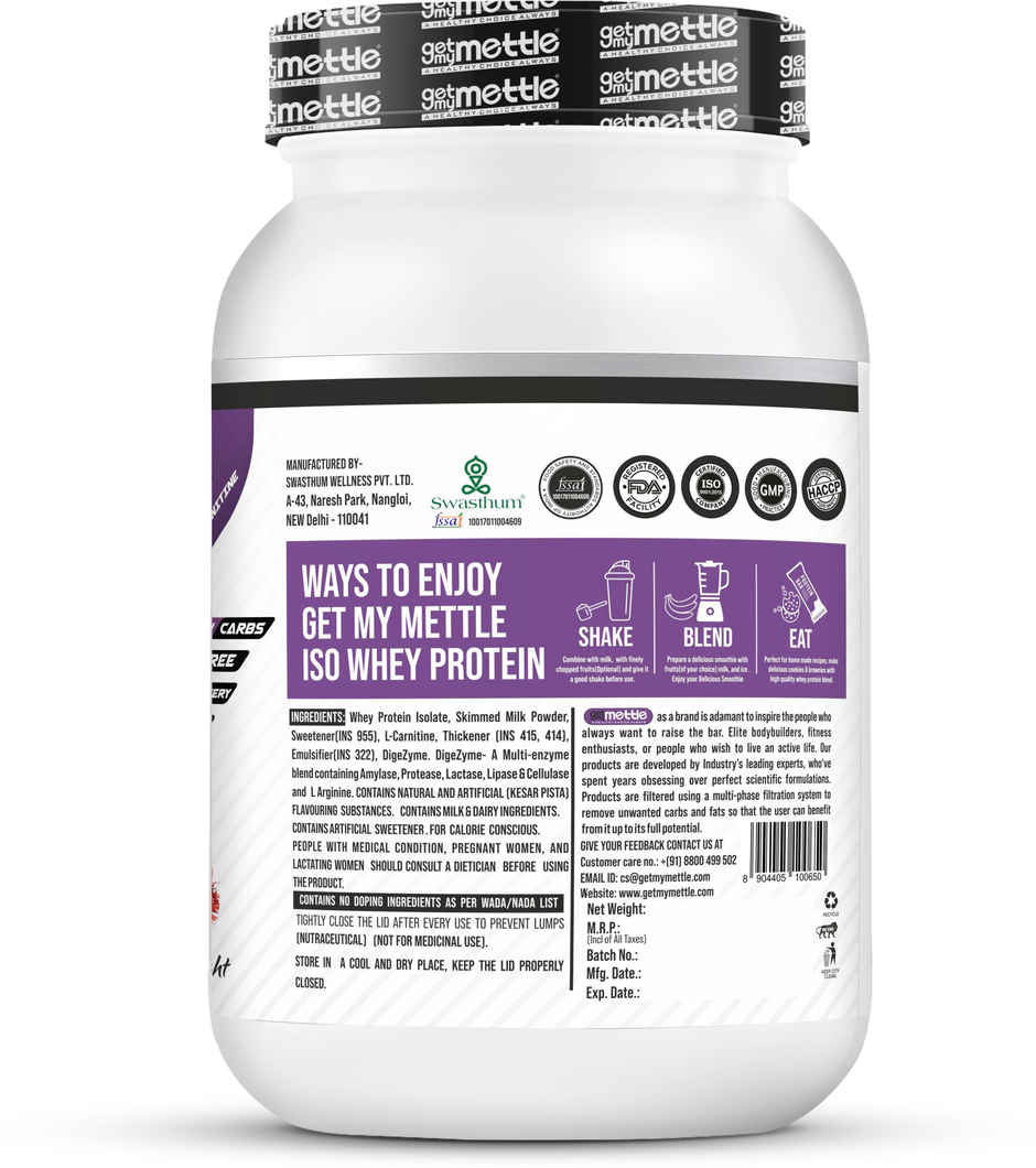 Getmymettle Iso Whey Protein (Kesar Pista Delight)