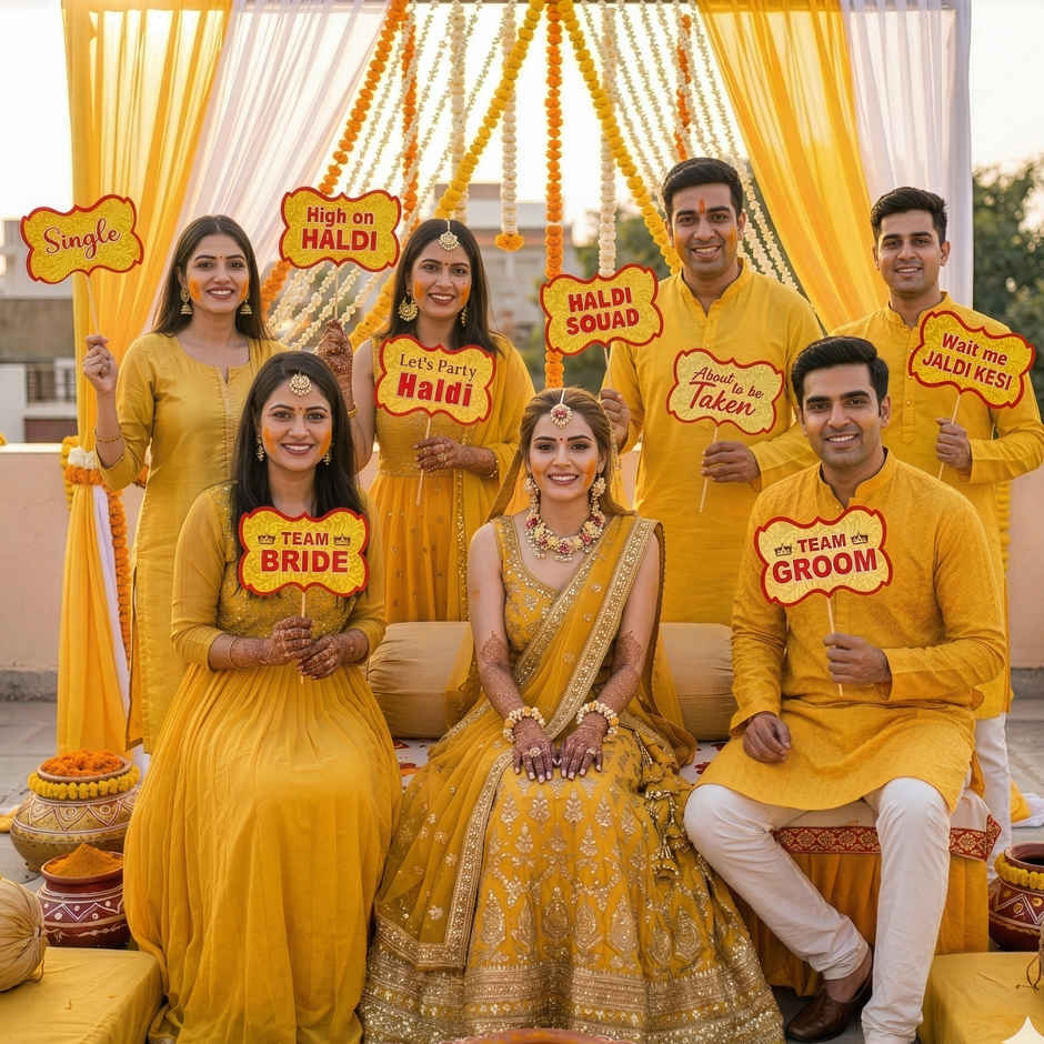 Haldi Photobooth Props Yellow Red | Propcon