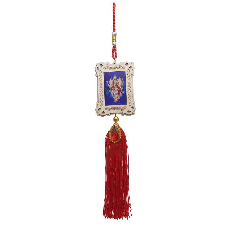 Divine Vibes Square Design Durga Ji Car Hanging Decorative