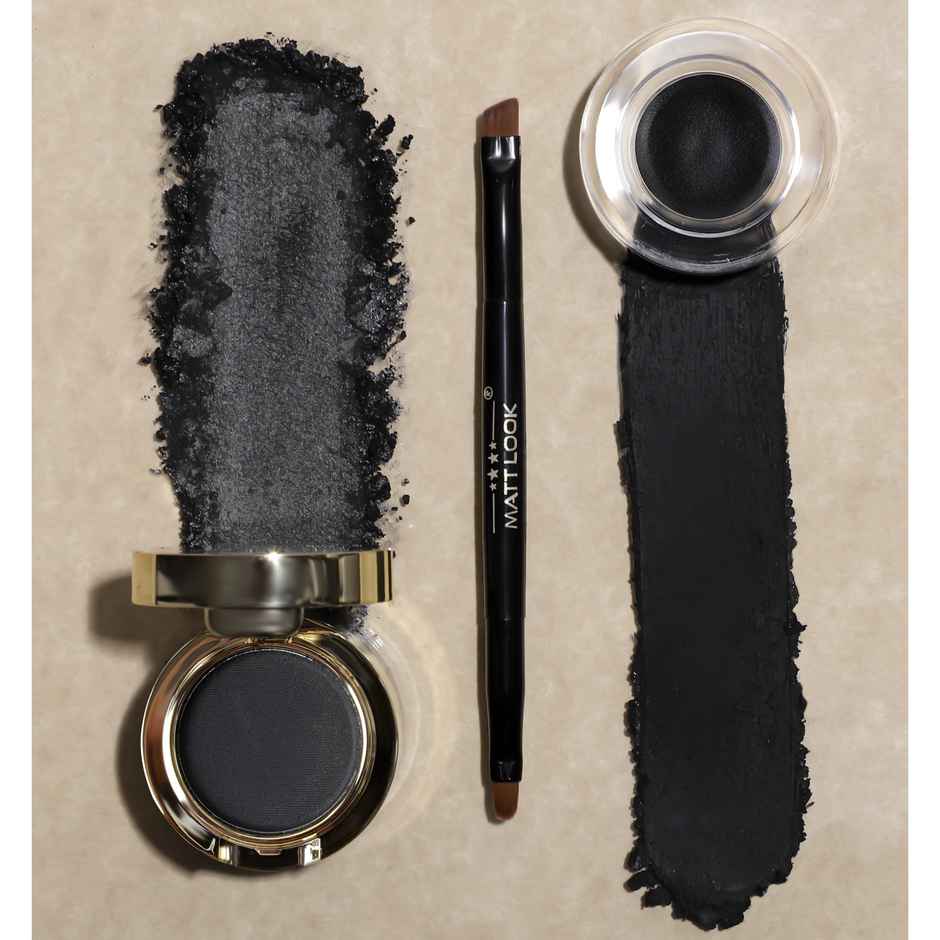 Mattlook Gel Kajal & Cake Eye Liner For 24 Hours Stay | Extreme Black Color | Water Proof