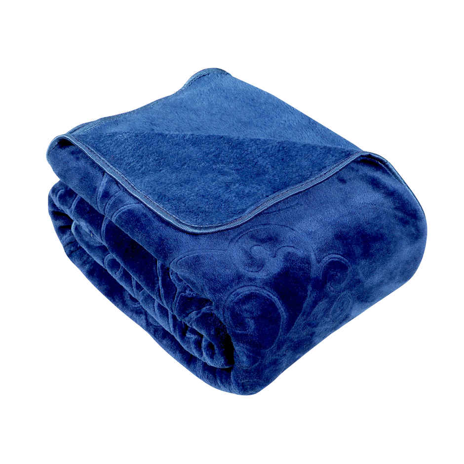 Dream Living Supersoft Luxury Mink Embossed Double Bed Blanket | Blue - 220 X 230 cm