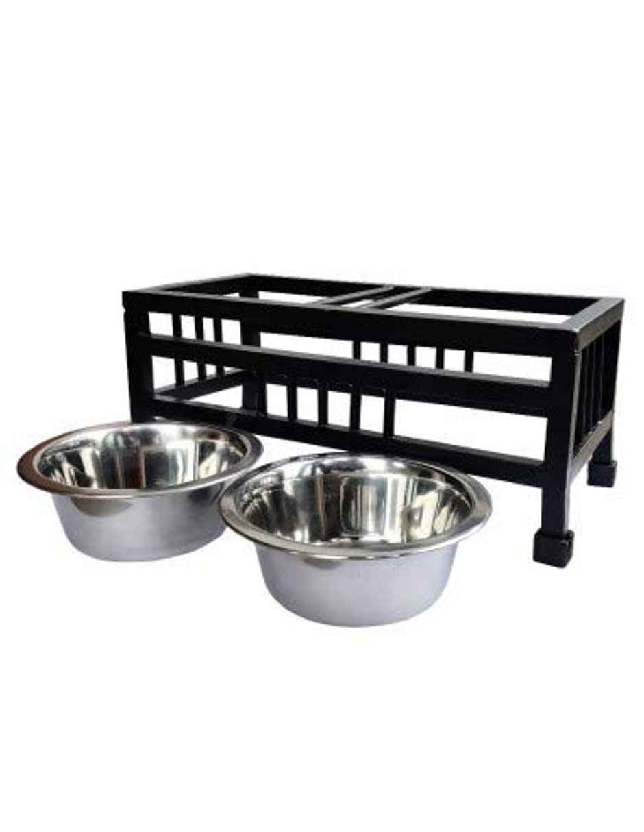 Pets Empire Metal Diner With Stainless Steel Bowls For Food & Water For Medium Breeds