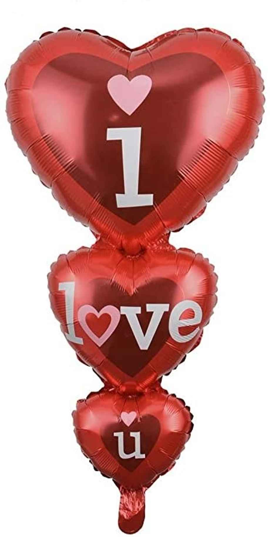 Foil Balloons Combo | 1 x I Love U Foil Balloon & 4 x Heart shaped Foil Balloons | Assorted | Se7en