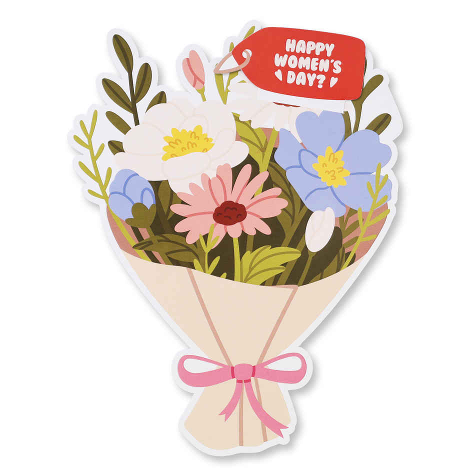 Flower Bouquet Pull Card | Unique and Interactive Women's Day Greeting Card | Oye Happy