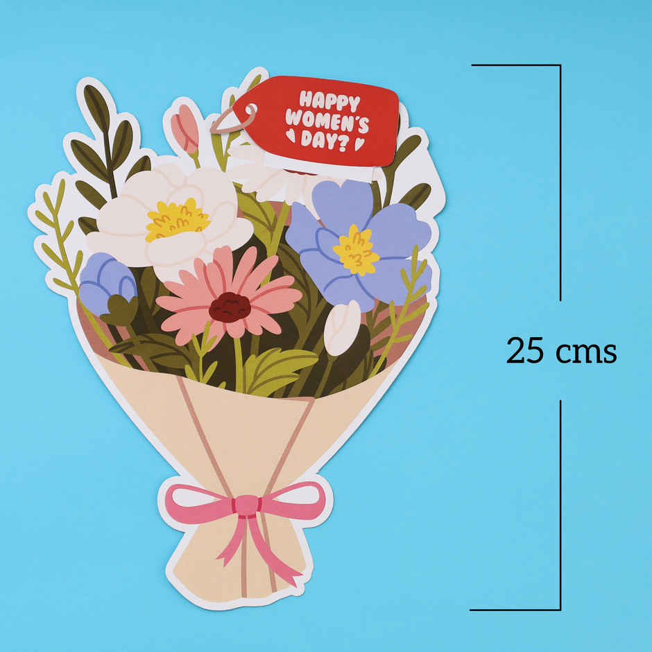Flower Bouquet Pull Card | Unique and Interactive Women's Day Greeting Card | Oye Happy