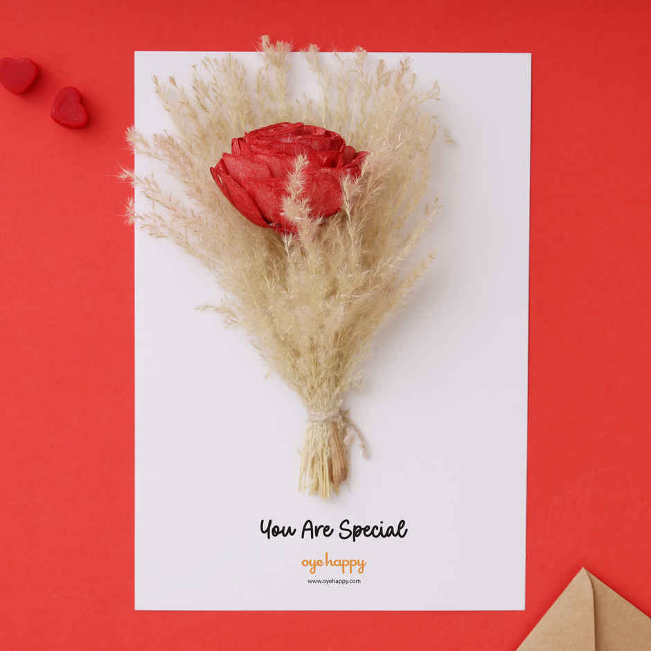 Bouquet Card with Real Preserved Flowers | Greeting Card | Oye Happy