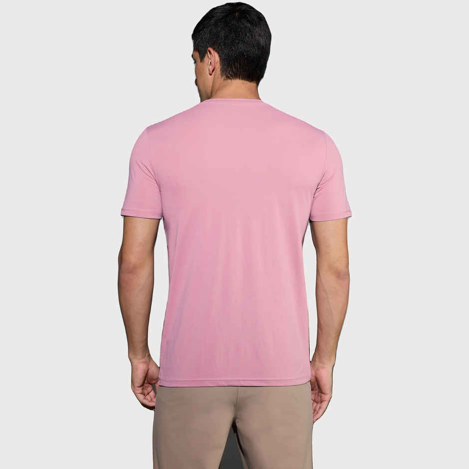 Technosport Men's Poly Printed Slim Fit Round Neck Sports T-shirt | Dusty Rose - 2XL