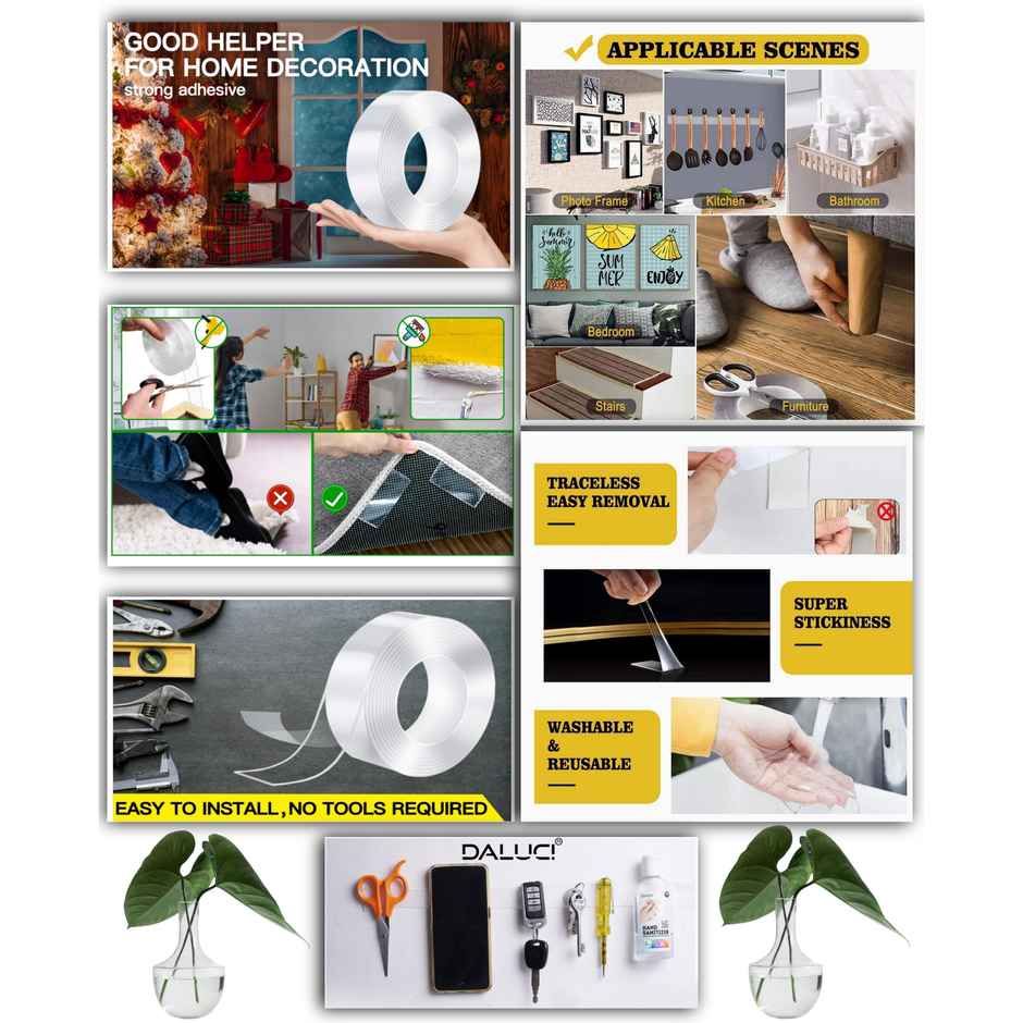 Daluci Double-Sided Nano Tape | Heavy-Duty | Removable | Traceless Mounting Tape