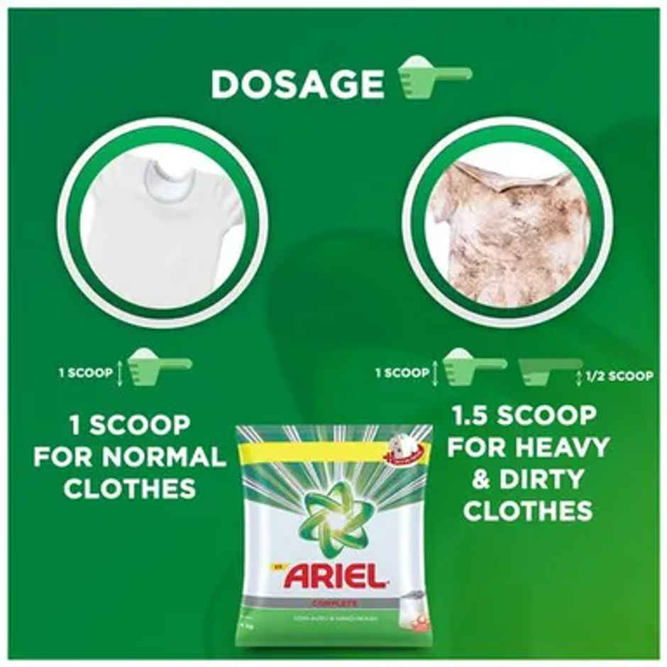 Ariel Complete Detergent Powder | Removes 100 Tough Stains in 1 wash Combo