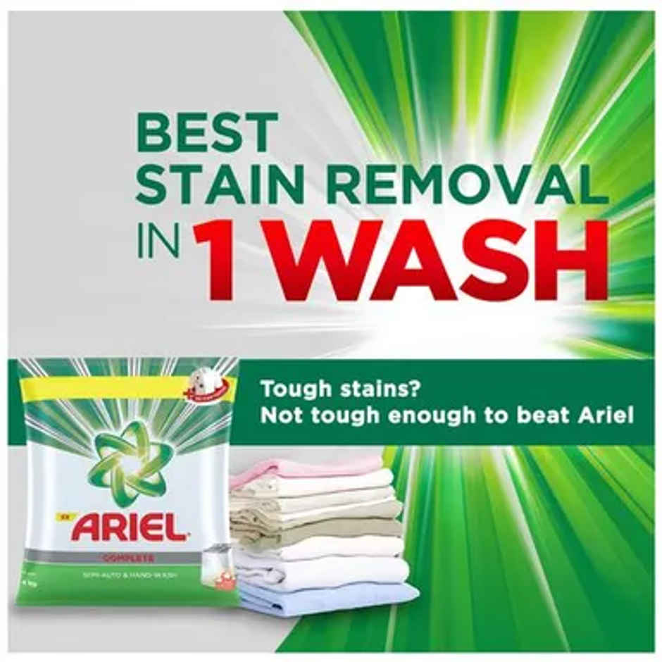 Ariel Complete Detergent Powder | Removes 100 Tough Stains in 1 wash Combo