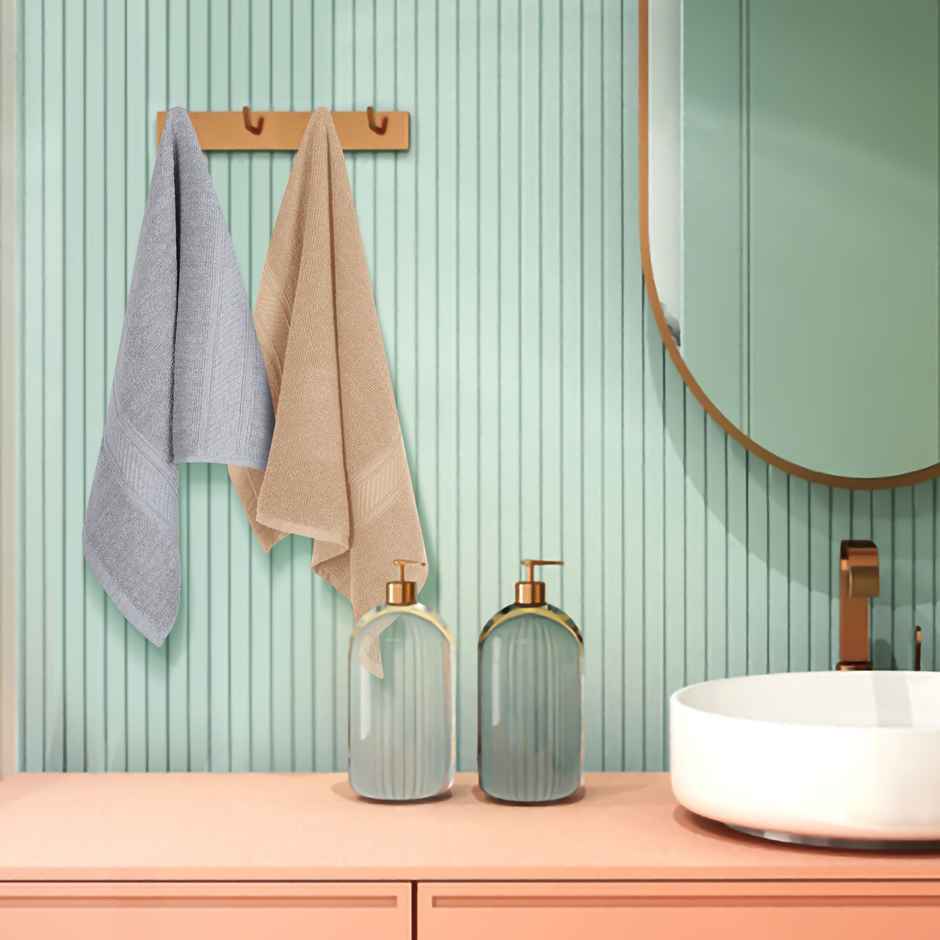 Furnofy 2 Pcs 450 GSM 16" X 24" Cotton Hand Towels | Grey And Beige