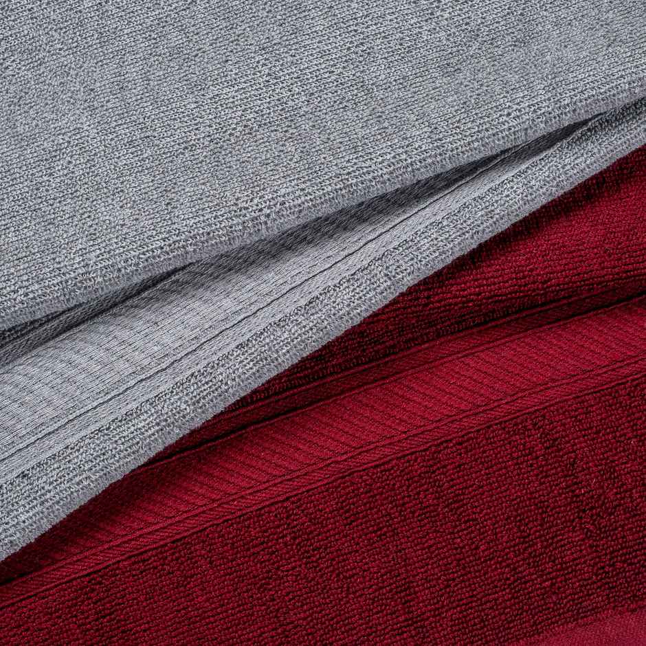 Furnofy 450 Gsm Cotton Bath Towel (70x140 Cms), Highly Absorbent And Soft Pack Of 2 - Maroon, Grey