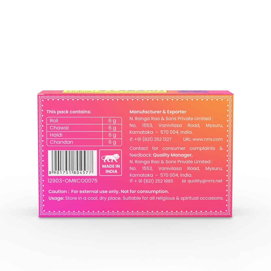 Om Shanthi Roli Chawal Set | Roli | Chawal | Haldi | Chandan | From House of Cycle