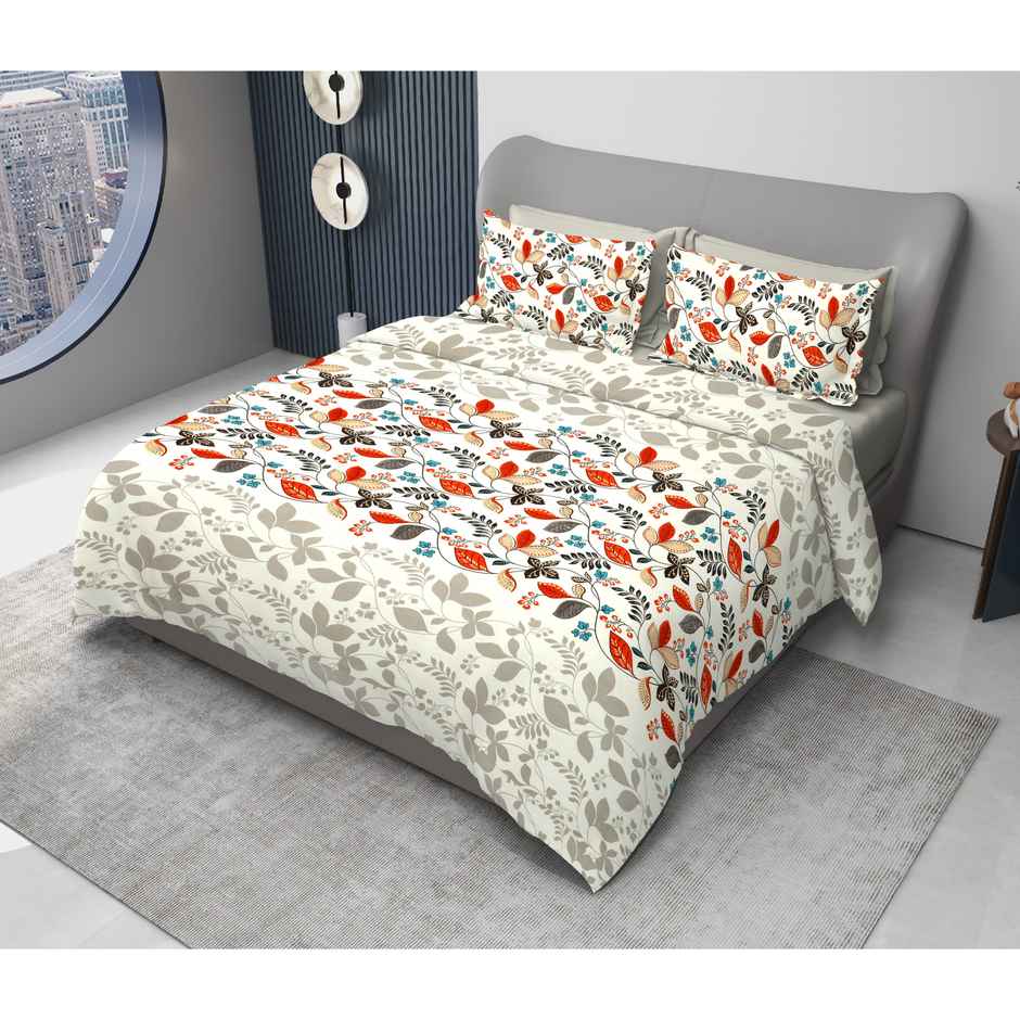 Dream Living Double 125 GSM Floral Bedsheet | With 2 Pillow Covers | 87 x 98 in | Multicolour