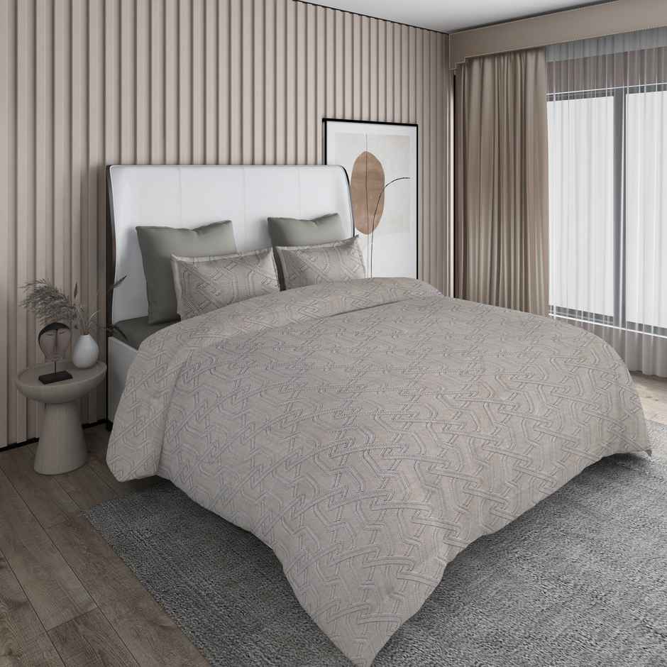 BAY6 Cotton Groovy Super Soft Double Bedsheet 120 Tc With 2 Pillow Covers - Olive