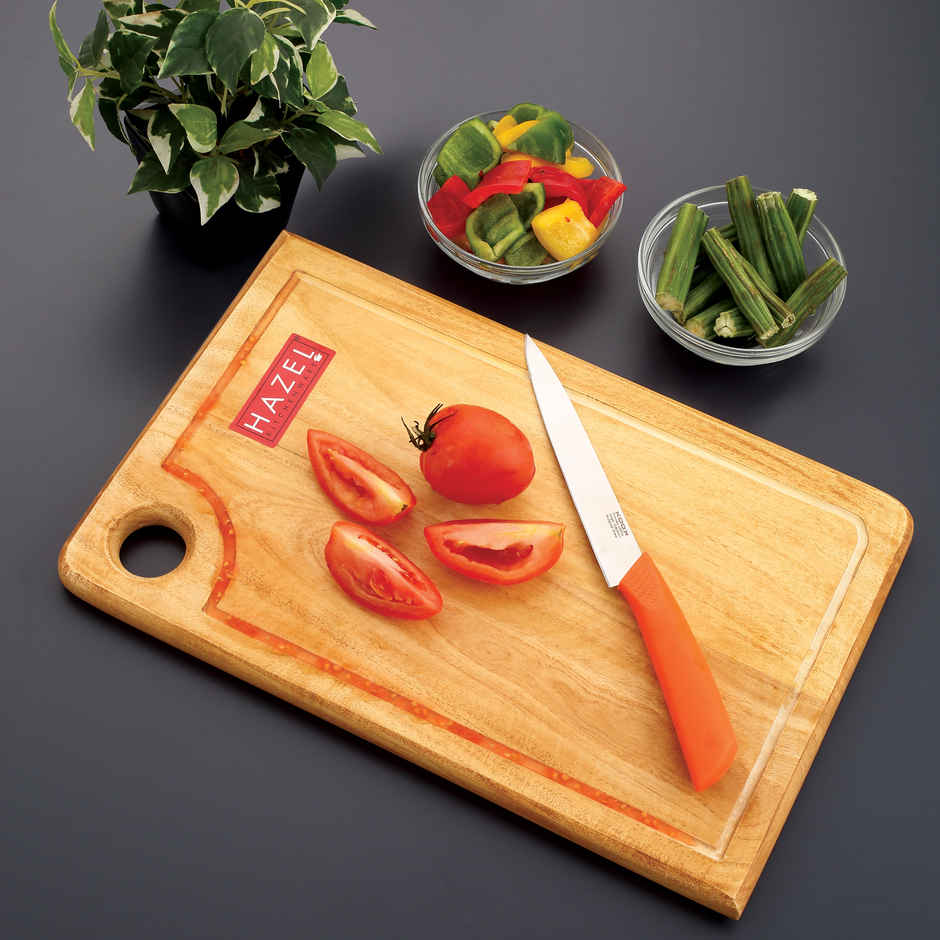 Hazel Neem Wood Chopping Board, 10X15 Inch, Rectangle, Thick Wooden Cutting Board