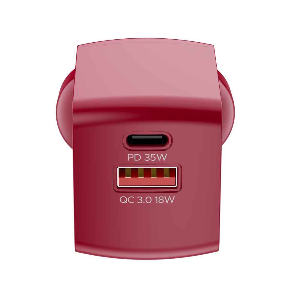 boAt 35W GaN Wall Charger w/GaN Chip Tech, Fast Charging w/PD,PPS & QC 3.0 (Monarch Red)