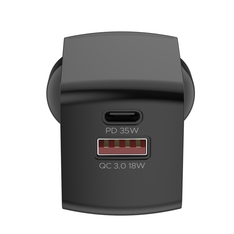 boAt 35W GaN Wall Charger w/GaN Chip Tech, Fast Charging w/PD,PPS & QC 3.0 (Sleek Black)