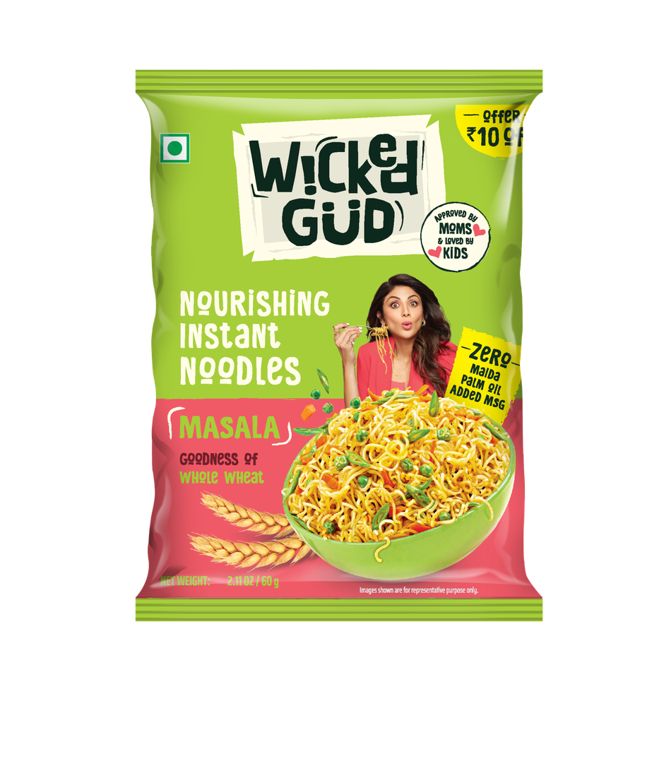 WickedGud Whole Wheat Masala Noodles | No Maida | No Palm Oil | Source of Protein