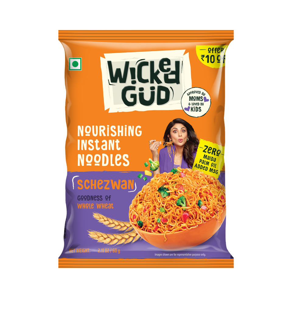 WickedGud Whole wheat Schezwan Noodles | No Maida | No Palm Oil | Source of Protein