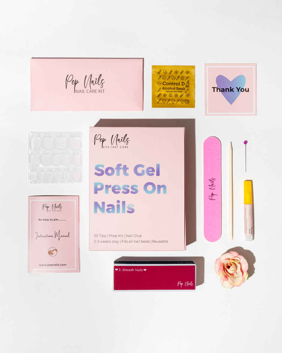 Pep Nails Cat Eye Medium Almond Nude Soft Gel Reusable Press On Nails 30 Nail Tips