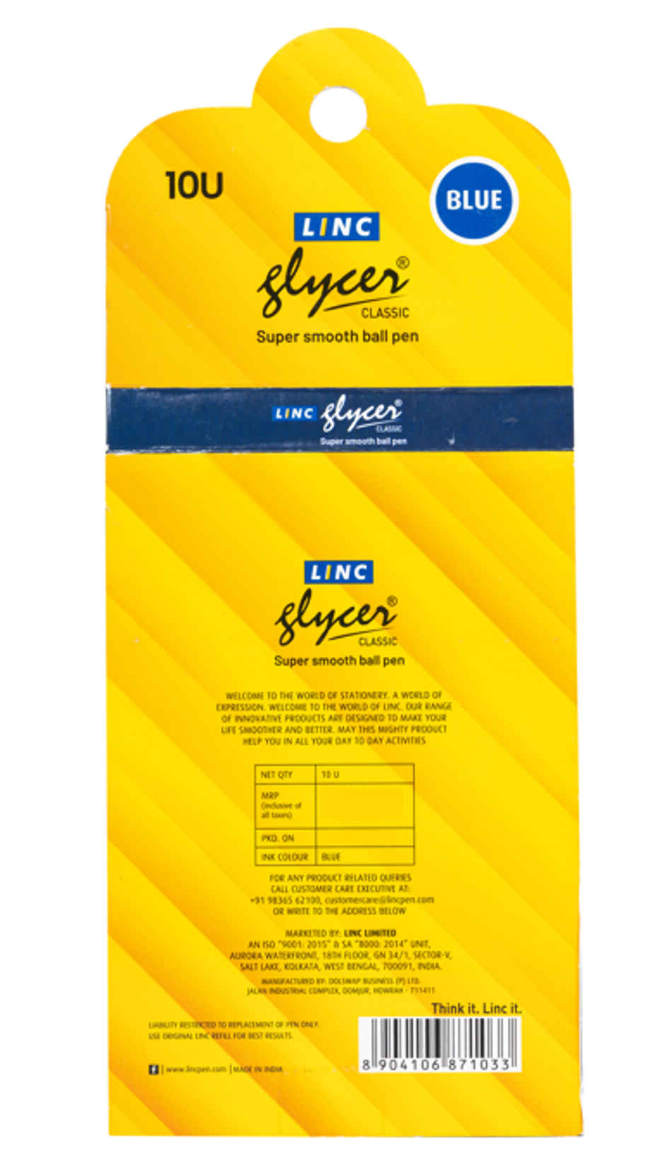 Linc Glycer Ball Pens, 0.6 mm Tip, Blue Ink