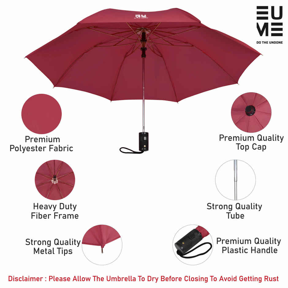 EUME Leatrix 21 Inch 2 Fold Auto-Open Lemon Umbrella | Maroon