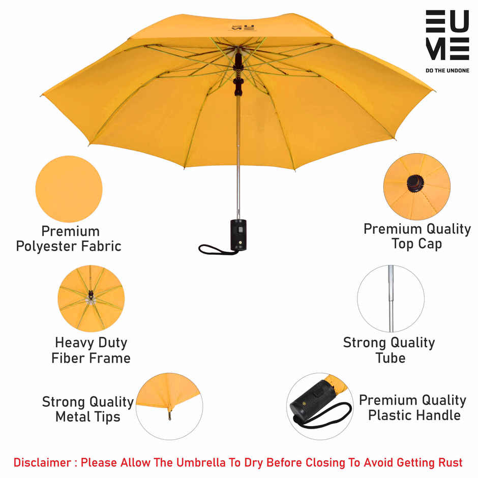 EUME Leatrix 21 Inch 2 Fold Auto-Open Lemon Umbrella | Golden Yellow
