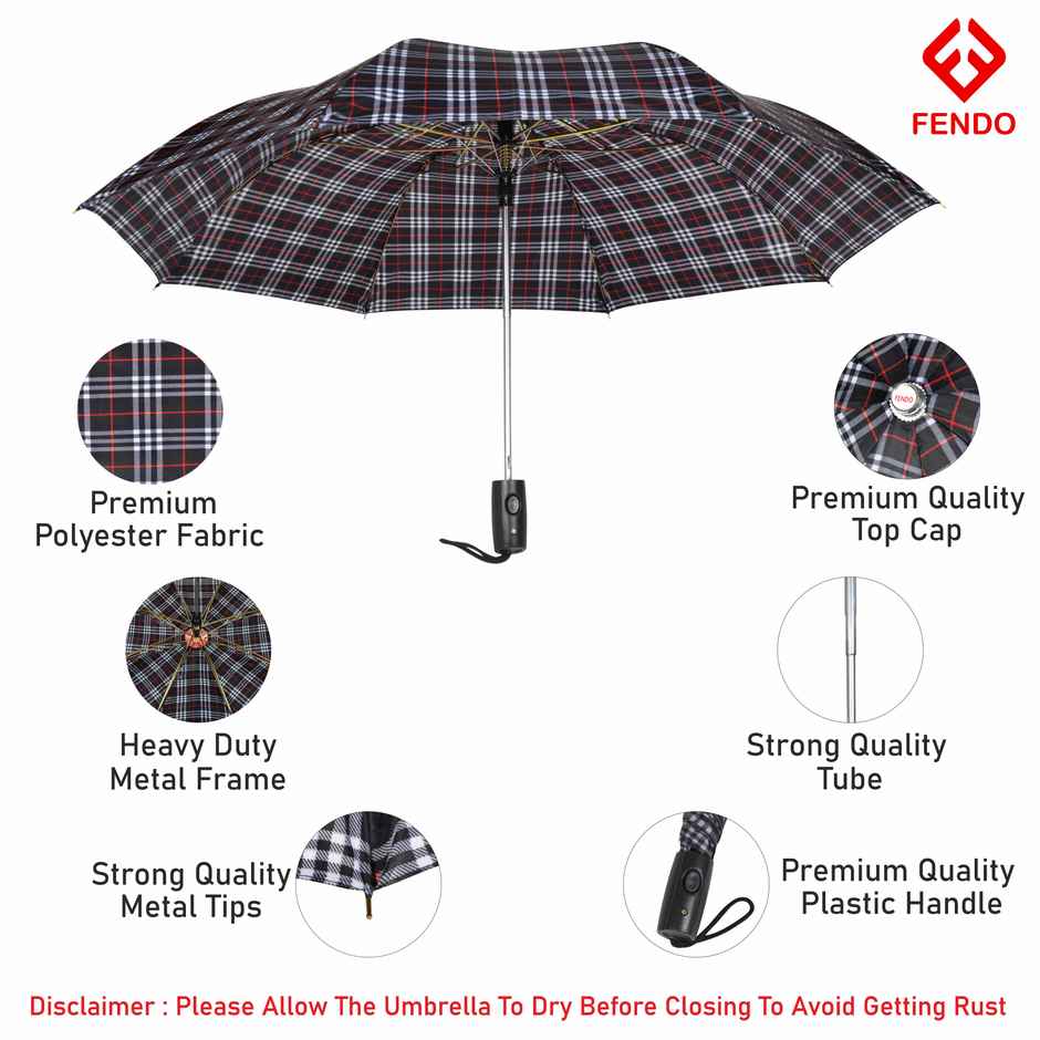 Fendo 21 inch 2 Fold Auto Open Umbrella | Checks
