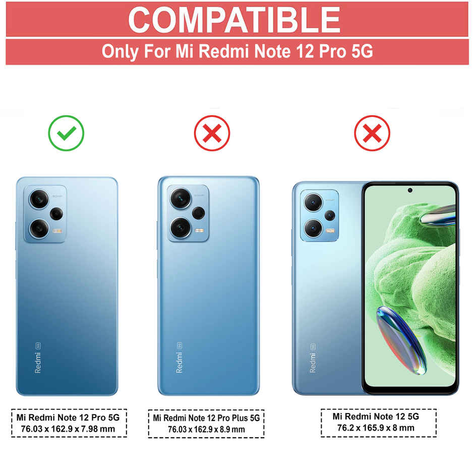 Zapcase Back Cover for Redmi Note 12 Pro 5G | Matte-Black