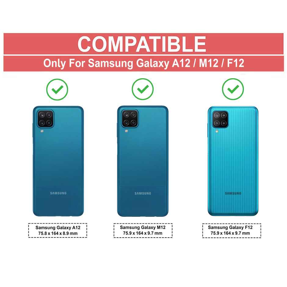 Zapcase Back Cover for Samsung Galaxy M12 | F12 |A12 | Matte-Black