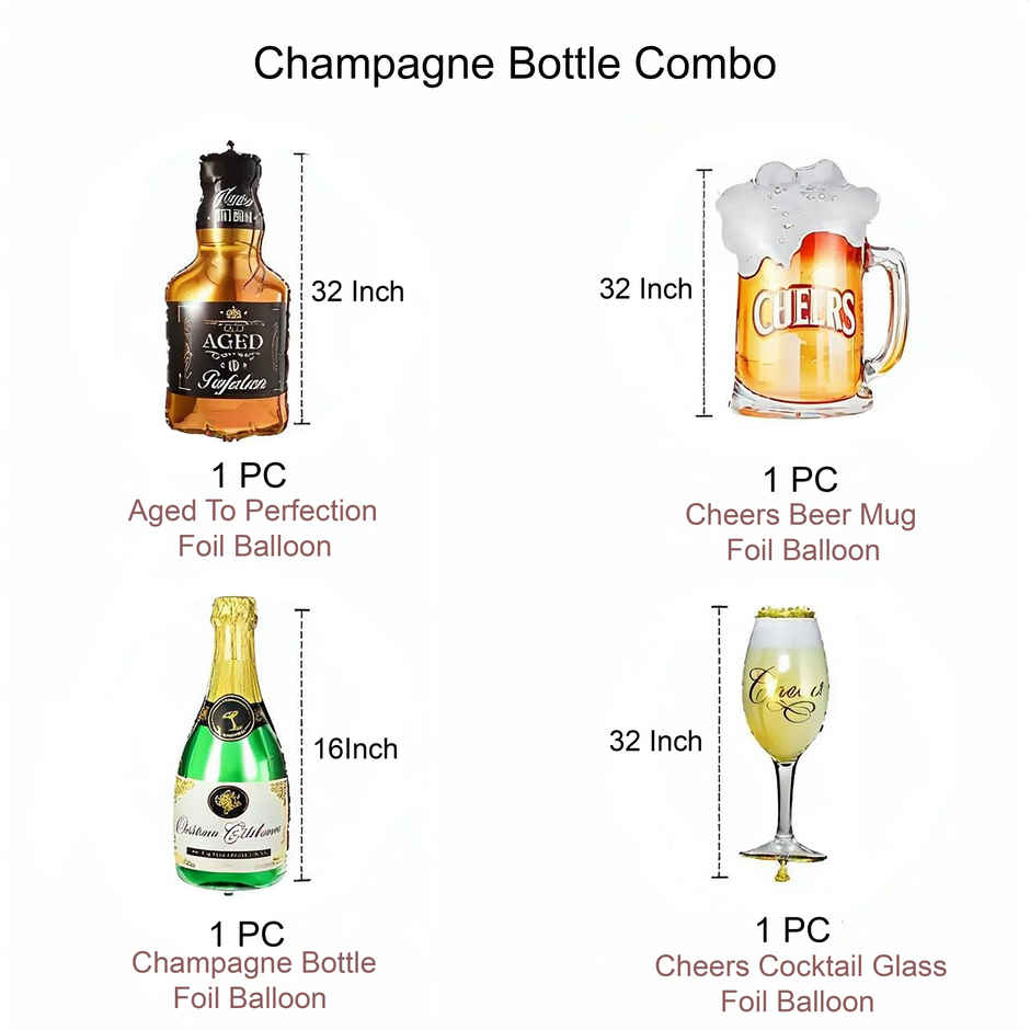 Champagne Bottle Balloon | Birthday Decoration | Party Needs | Assorted | Propcon