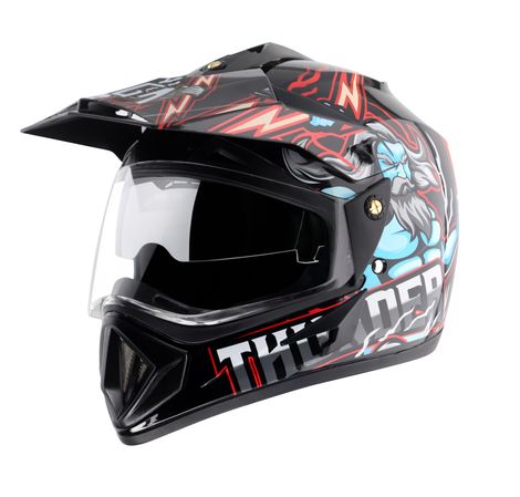 Vega Off Road D/V Thunder Lightweight Full Helmet- Black Red - M
