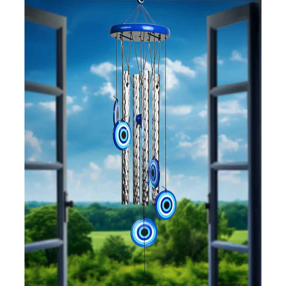 HINDCRAFT Evil Eye Wind Chimes for Home and Garden Spiritual Protection and Positive Energy Decor