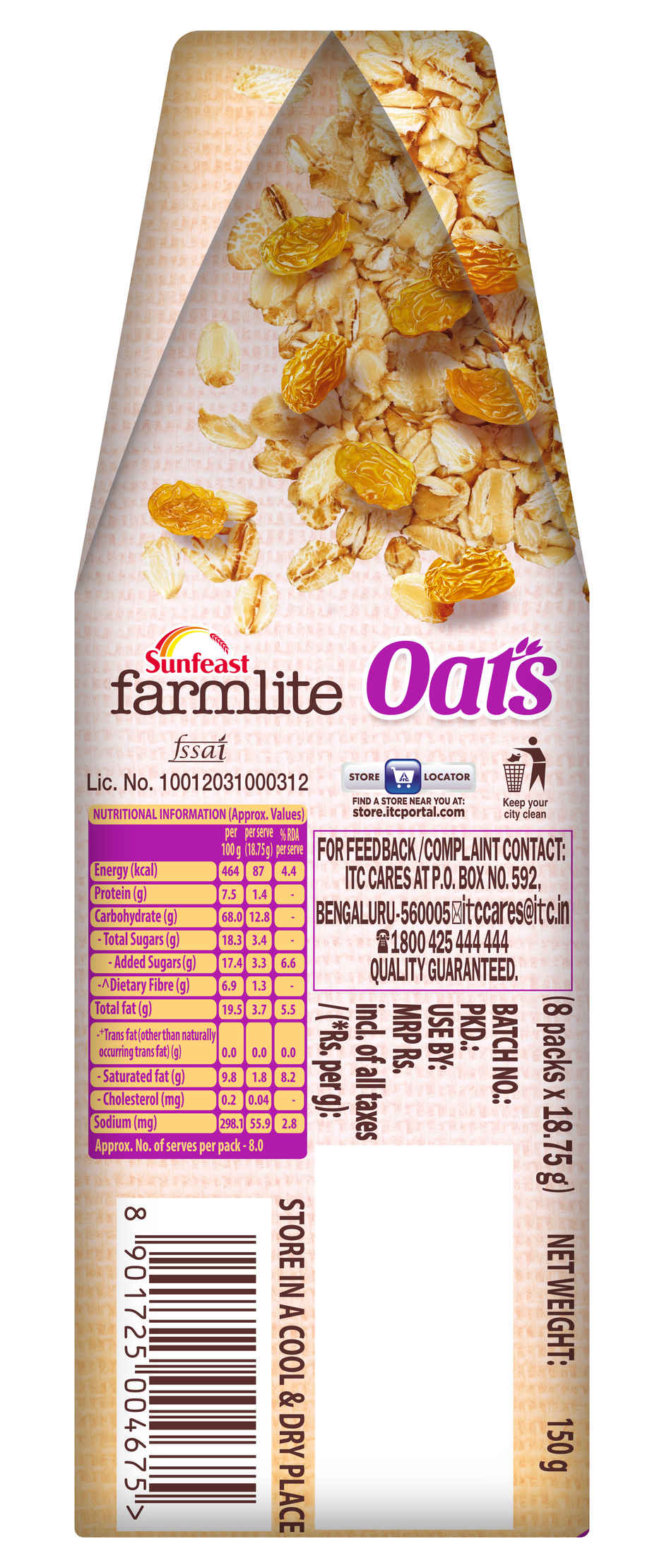 Oats & Raisin Cookies By Sunfeast Farmlite