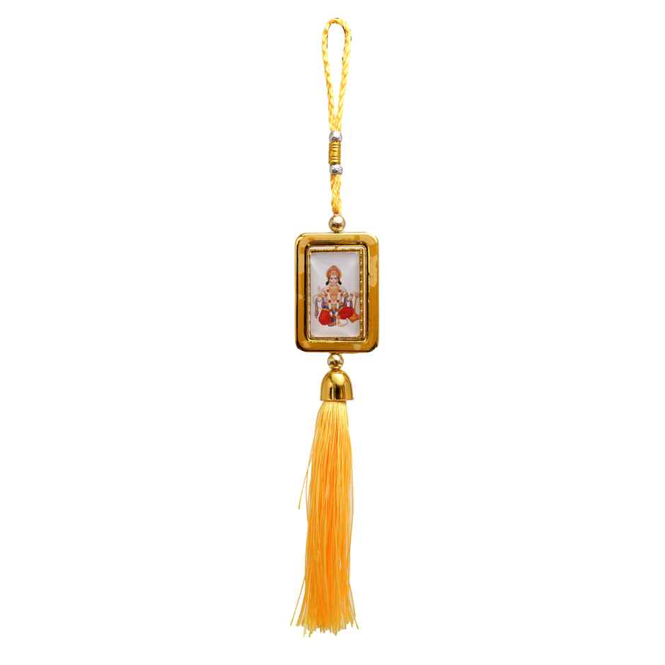 Divine Vibes Square Shape Rotational Side Hanuman Ji Car Hanging Decorative
