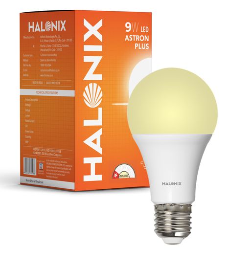 Halonix 9W Screw Type, Warm White Yellow Led Bulb | E27 Base Holder