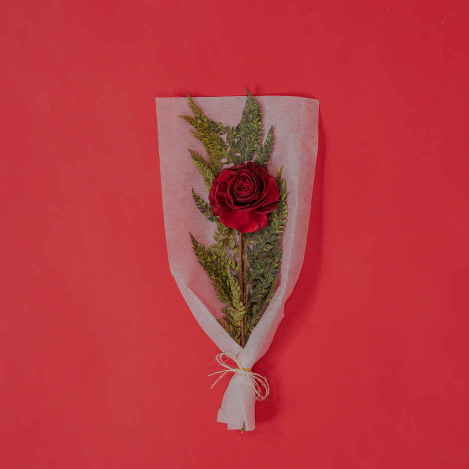 Single Red Rose Dried Flowers Bouquet | Rooted
