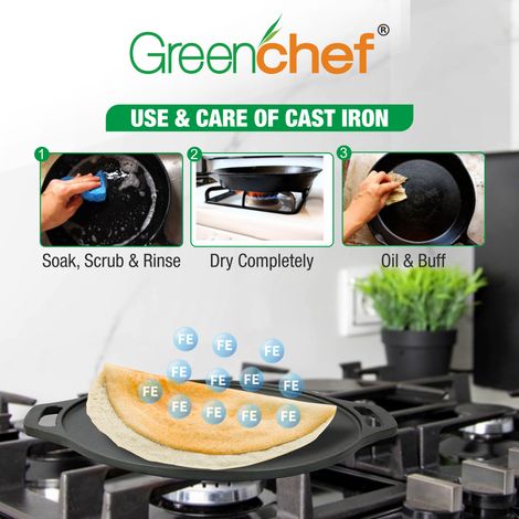 Greenchef Pre Seasoned Tawa Zesto 300Mm Tawa 30 Cm Diameter��(Cast Iron, Non-Stick)