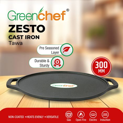 Greenchef Pre Seasoned Tawa Zesto 300Mm Tawa 30 Cm Diameter��(Cast Iron, Non-Stick)