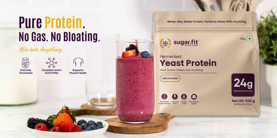 Sugar.fit Fermented Yeast Protein Unflavoured Vegan |24 g Protein