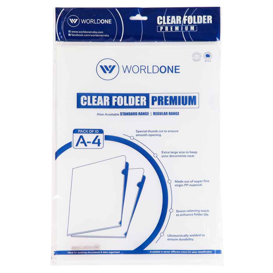 Worldone A/4 Worldone clear L folder, Pack of 10