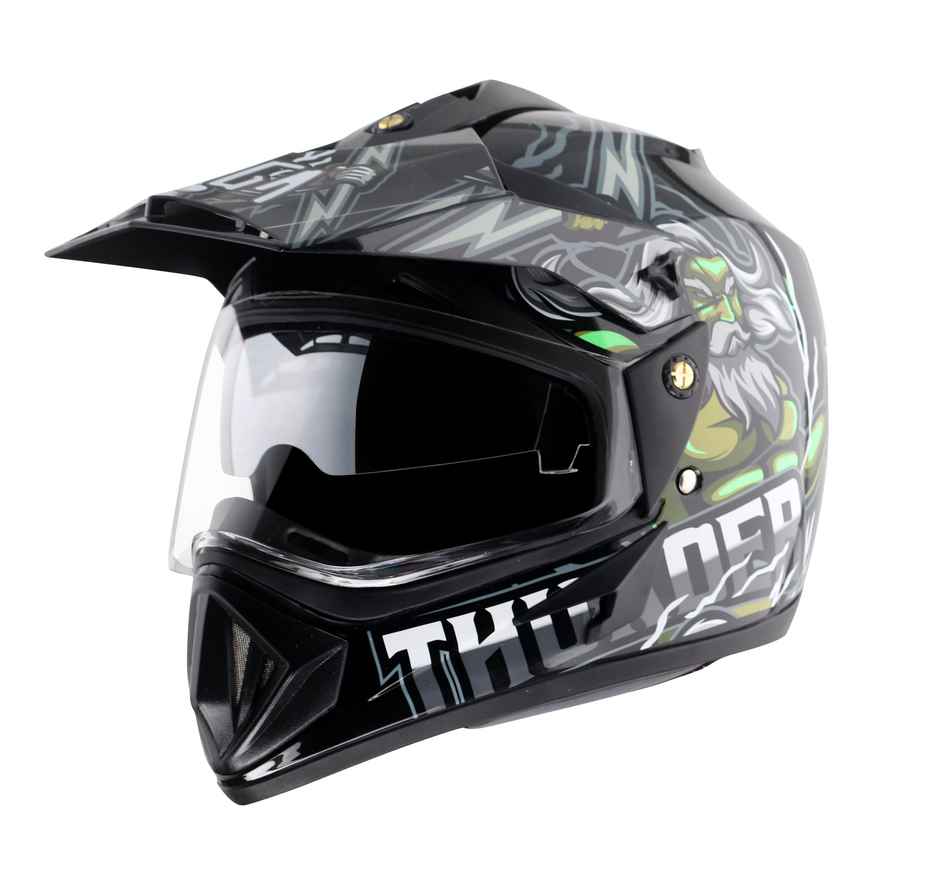 Vega Off Road D/V Thunder Lightweight Full Helmet- Black Grey - L